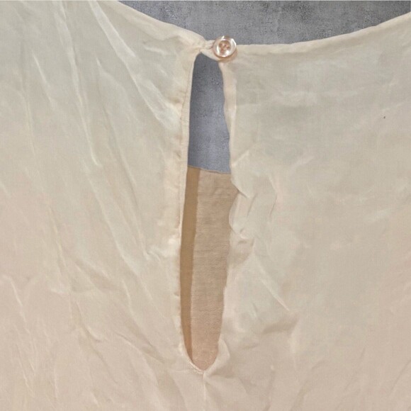 Italian GIULIA 100% Silk Top Peach Sleeveless Lined Flowy Blouse - Picture 4 of 11